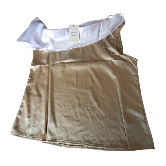 Idem Ditto Champagne Satin Mini Slip Dress S Polyester Lightweight, breathable - Picture 3 of 9